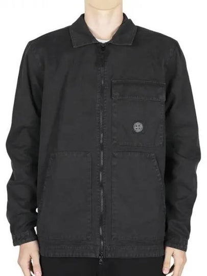 Compass Motif Shirt Jacket Black - STONE ISLAND - BALAAN 2