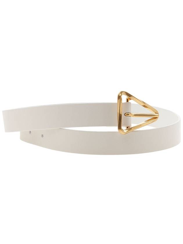 Grasp Triangle Buckle Leather Belt White - BOTTEGA VENETA - BALAAN 4