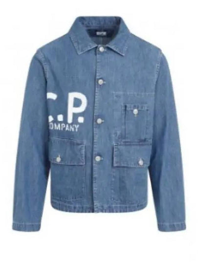 Logo Print Denim Jacket Blue - CP COMPANY - BALAAN 2