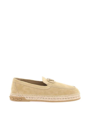 Logo Suede Espadrilles Beige - VALENTINO - BALAAN 1