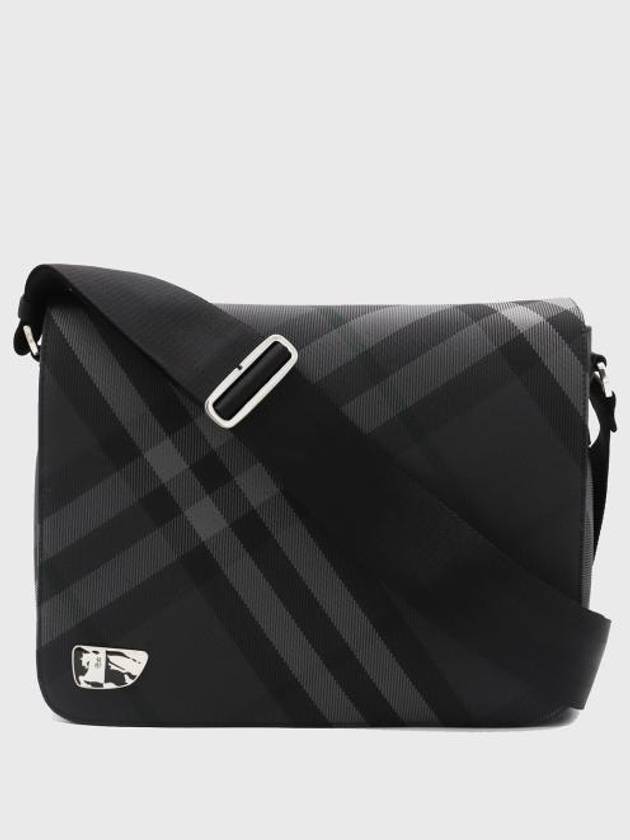 Grid Check Messenger Bag Charcoal - BURBERRY - BALAAN 1