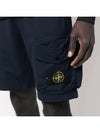 Men's Waffen Patch Cotton Fleece Bermuda Shorts Navy - STONE ISLAND - BALAAN 5