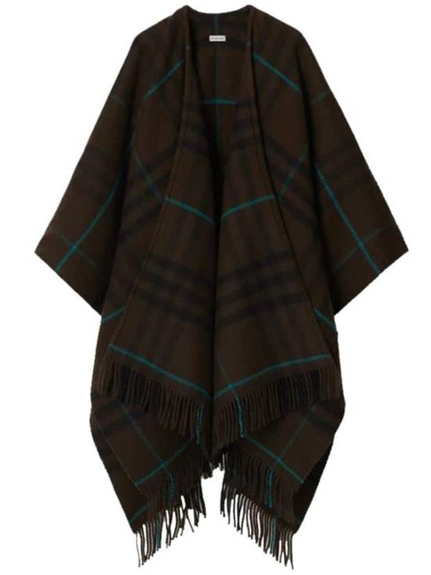 Check Wool Cashmere Cape Dark Brown - BURBERRY - BALAAN 1