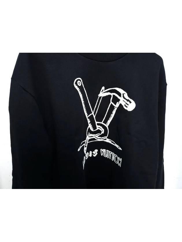 Embroidered Cotton Sweatshirt Black - LOUIS VUITTON - BALAAN 3