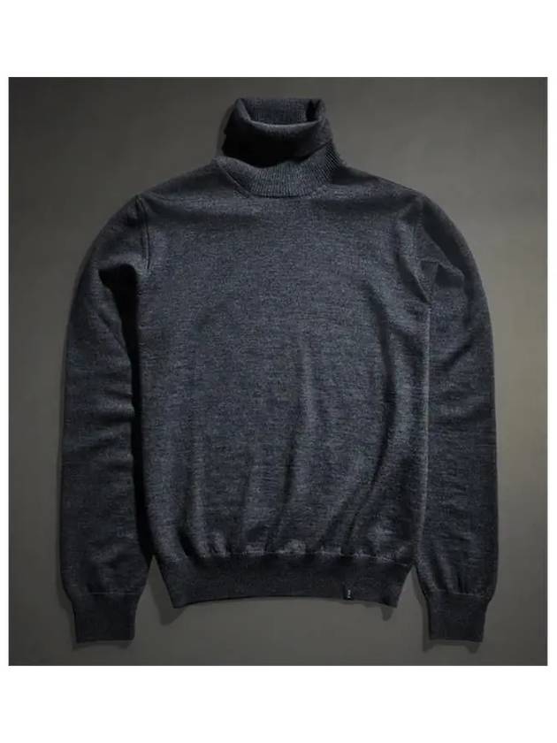 Virgin Wool Turtleneck Sweater Dark Gray - FAY - BALAAN 3