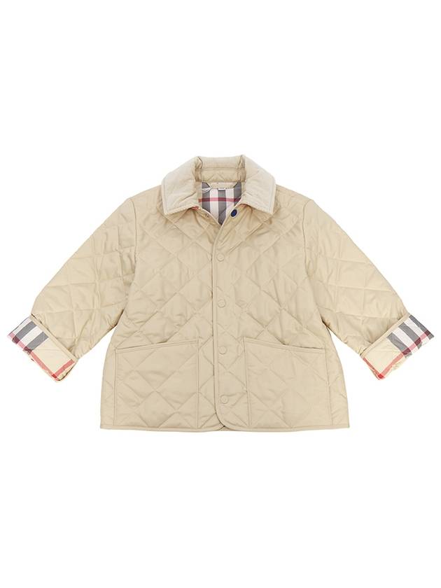 Kids Corduroy Collar Diamond Quilted Jacket Beige - BURBERRY - BALAAN 3