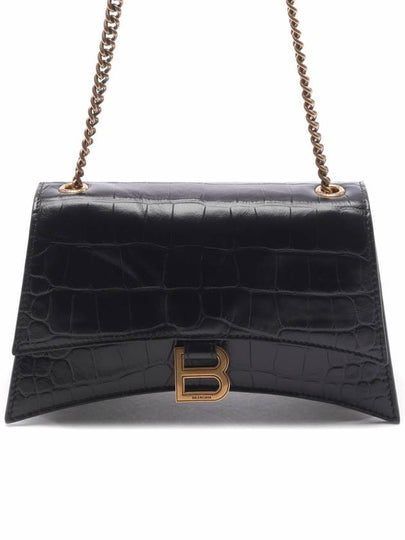 Crush Crocodile Embossed Shoulder Bag Black - BALENCIAGA - BALAAN 2