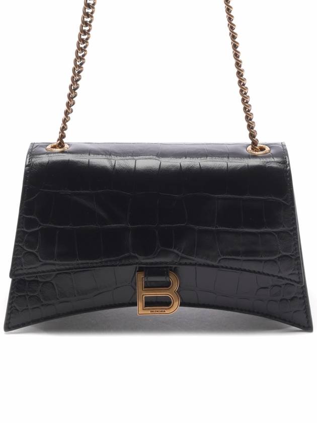 Crush Crocodile Embossed Shoulder Bag Black - BALENCIAGA - BALAAN 3