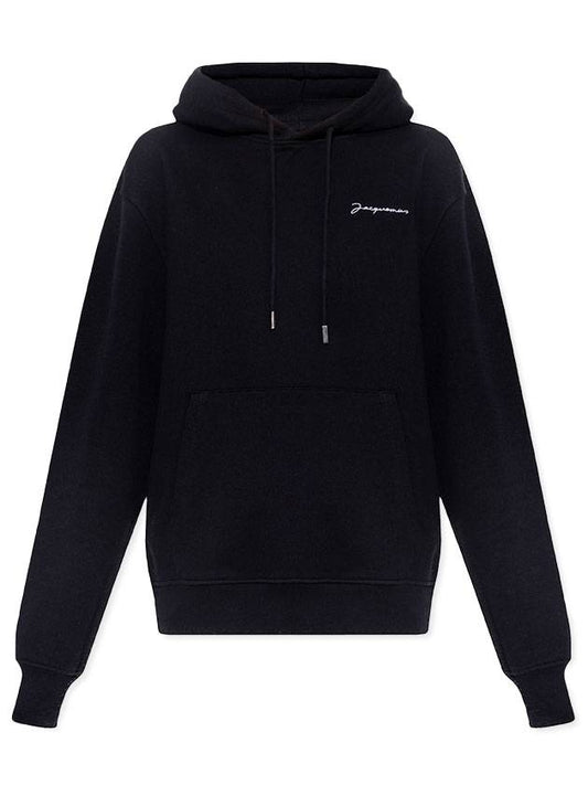 Le Brode Logo Cotton Hoodie Black - JACQUEMUS - BALAAN 1