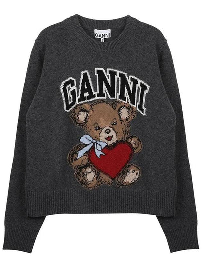 Graphic Bear Knit Top Grey - GANNI - BALAAN 2