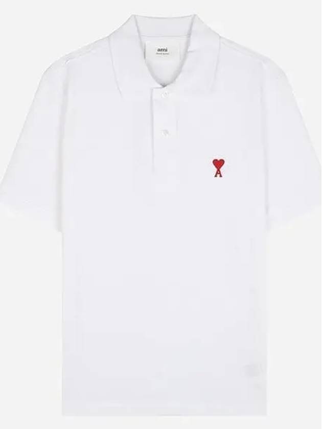 Small Heart Logo Polo Shirt White - AMI - BALAAN 2