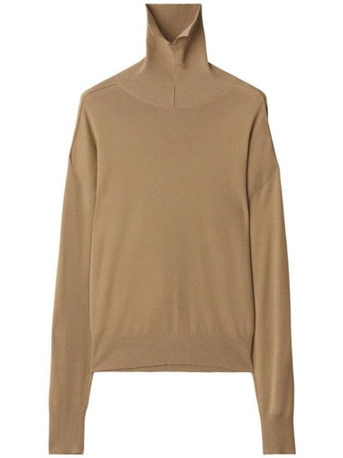 Roll Neck Wool Knit Top Beige - BURBERRY - BALAAN 1