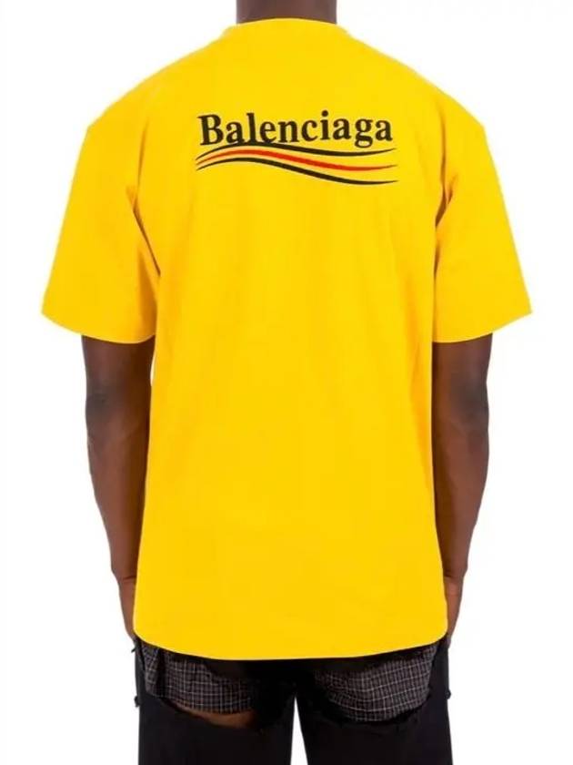 Wave Logo Political Campaign Large Fit Short Sleeve T-Shirt Yellow - BALENCIAGA - BALAAN 3