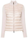 Logo Padded Wool Cardigan Pink - MONCLER - BALAAN 3