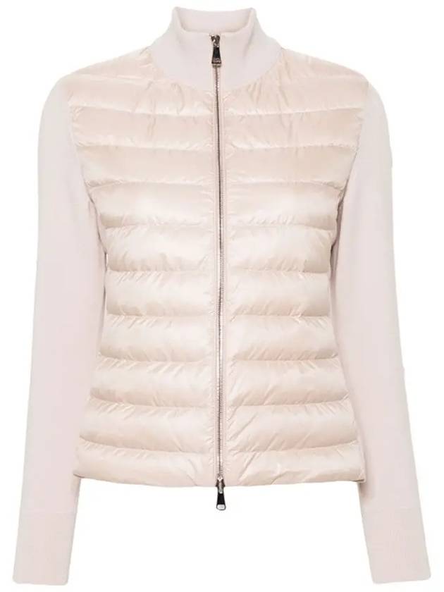 Logo Padded Wool Cardigan Pink - MONCLER - BALAAN 3