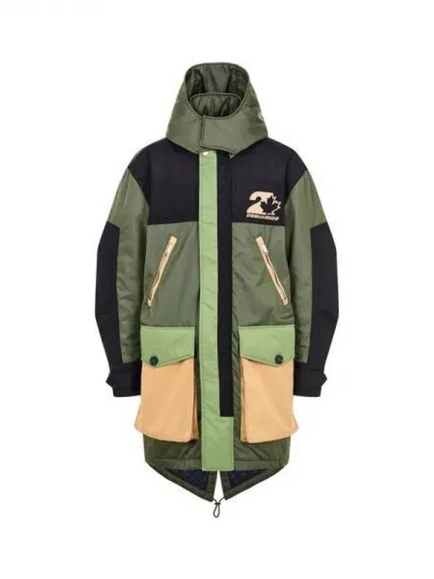 Men's Color Block Double Closure Padded Coat Green 271207 - DSQUARED2 - BALAAN 1