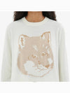 Pique Fox Head Round Neck Knit Top Ecru - MAISON KITSUNE - BALAAN 5