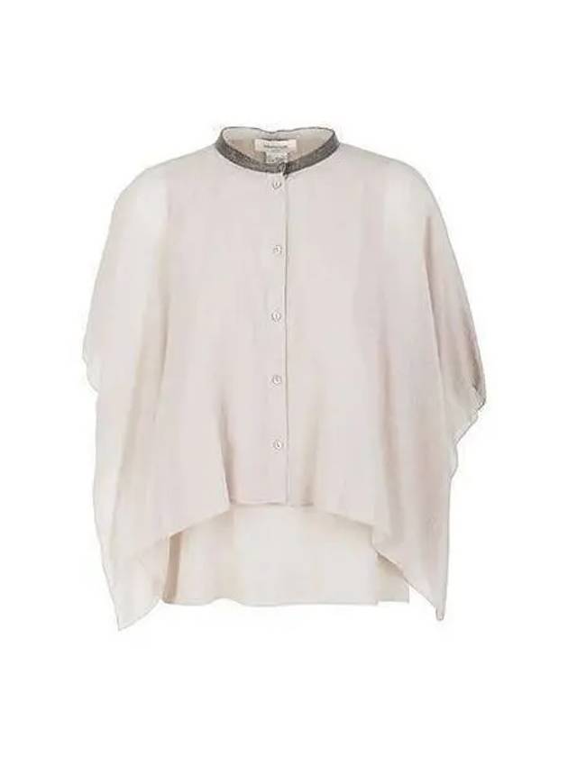 Women s Oversized Neckband Top Shirt BeigeTPD273W345 - FABIANA FILIPPI - BALAAN 1