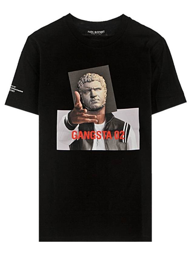 Gangster Print Short Sleeve T-Shirt Black - NEIL BARRETT - BALAAN 1