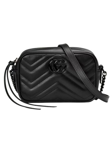 GG Marmont Mini Shoulder Bag Black Leather - GUCCI - BALAAN 1