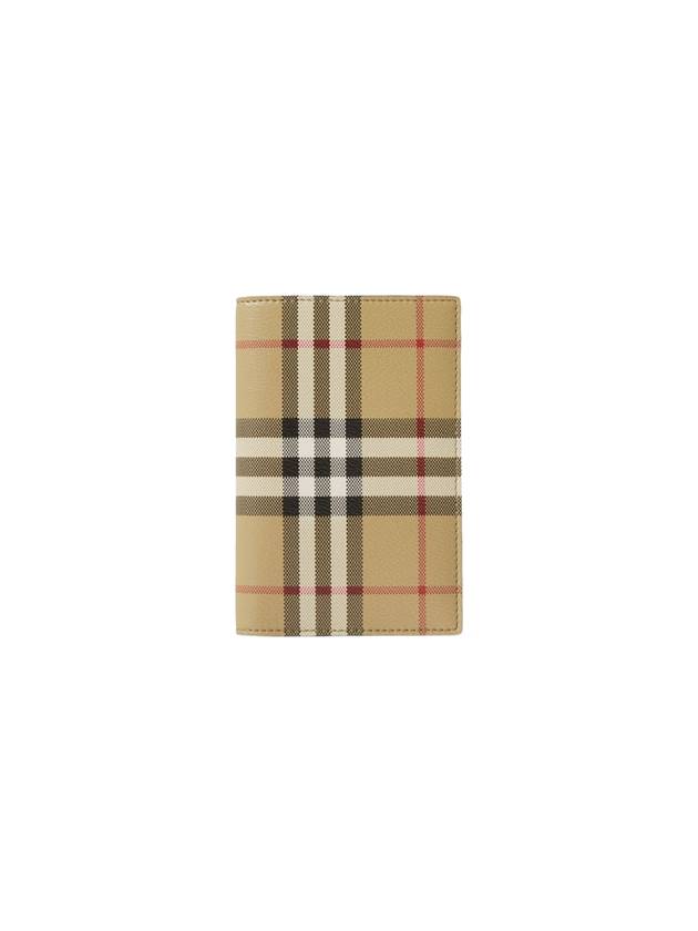 Checked Leather Passport Wallet Beige - BURBERRY - BALAAN 2