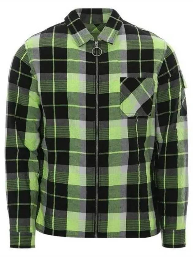 Diagonal green zipper check shirt 271005 - OFF WHITE - BALAAN 1