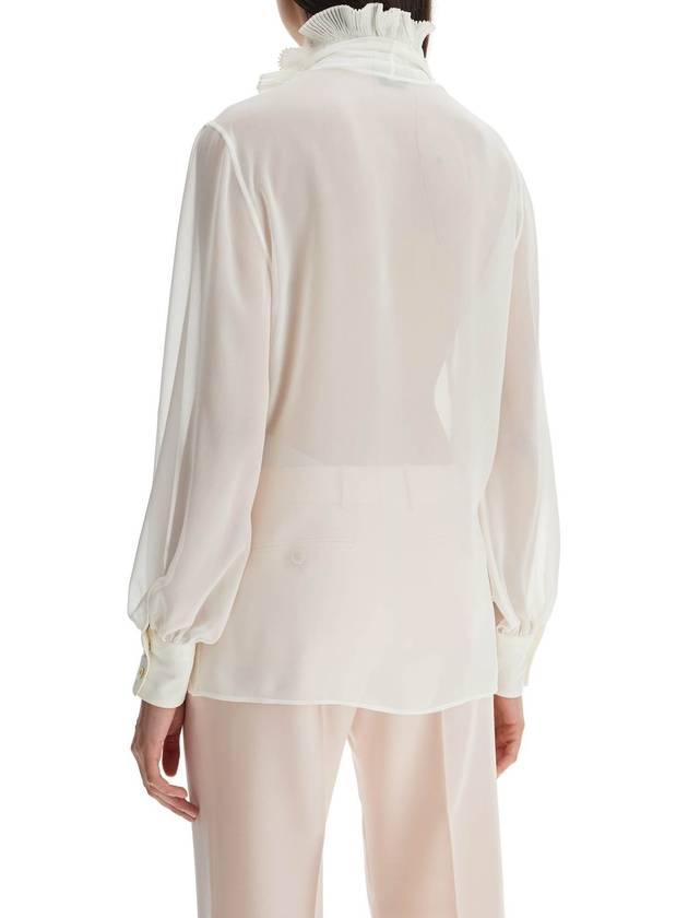 cream silk shirt with ruffled collar and mother-of-pearl buttons - TOM FORD - BALAAN 3