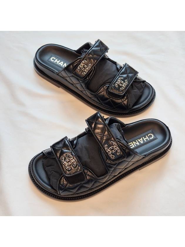 CC Logo Velcro Sandals Black - CHANEL - BALAAN 6