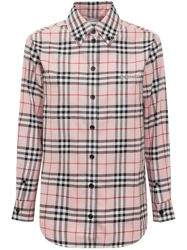 Tartan Logo Long Sleeve Shirt Pink - BURBERRY - BALAAN 3