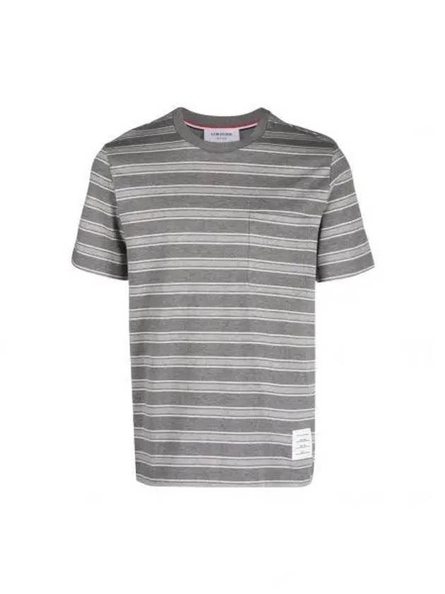 Stripe Pattern Short Sleeve T Shirt Black - THOM BROWNE - BALAAN 2