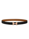 H Buckle Mini Constance Leather Belt Black - HERMES - BALAAN 1