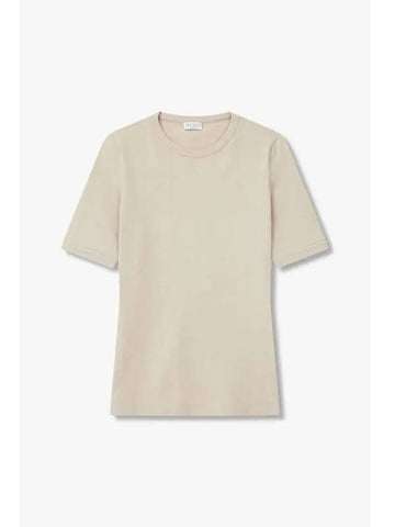 Women s Soft Cotton Half T Shirt Beige - BRUNELLO CUCINELLI - BALAAN 1