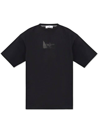 Logo Print Short Sleeve T-Shirt Black - STONE ISLAND - BALAAN 2