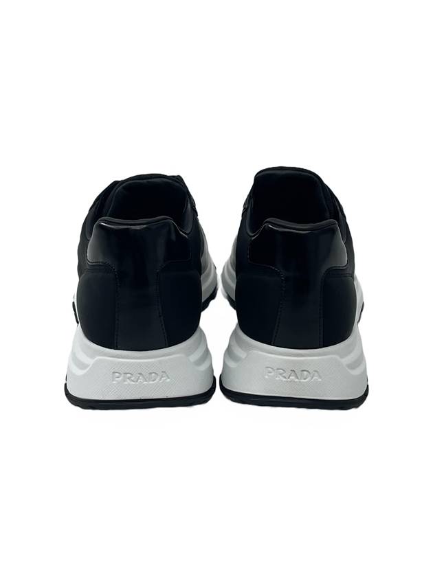 Prax 01 Re-Nylon Brushed Leather Low-Top Sneakers Black - PRADA - BALAAN 5