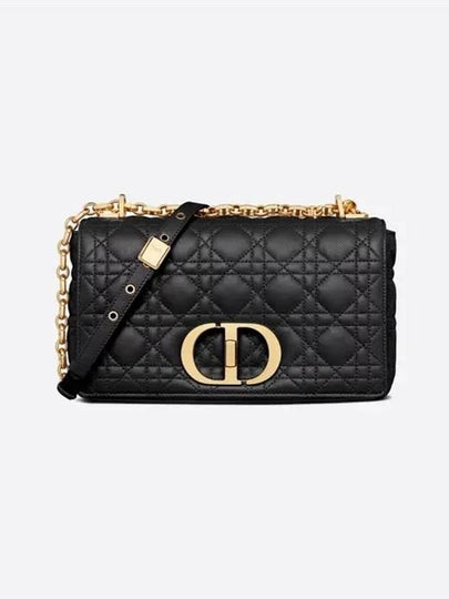 Women's Caro Supple Cannage Calfskin Medium Cross Bag Black - DIOR - BALAAN 2