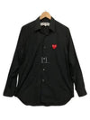 Men's Red Heart Logo Print Long Sleeve Shirt Black - COMME DES GARCONS - BALAAN 2