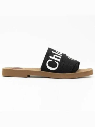 Woody Logo Flat Mule Slippers Black - CHLOE - BALAAN 2