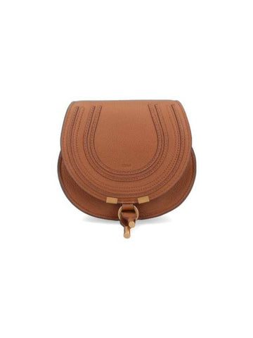 Marcie Saddle Small Grained Leather Cross Bag Brown - CHLOE - BALAAN 1