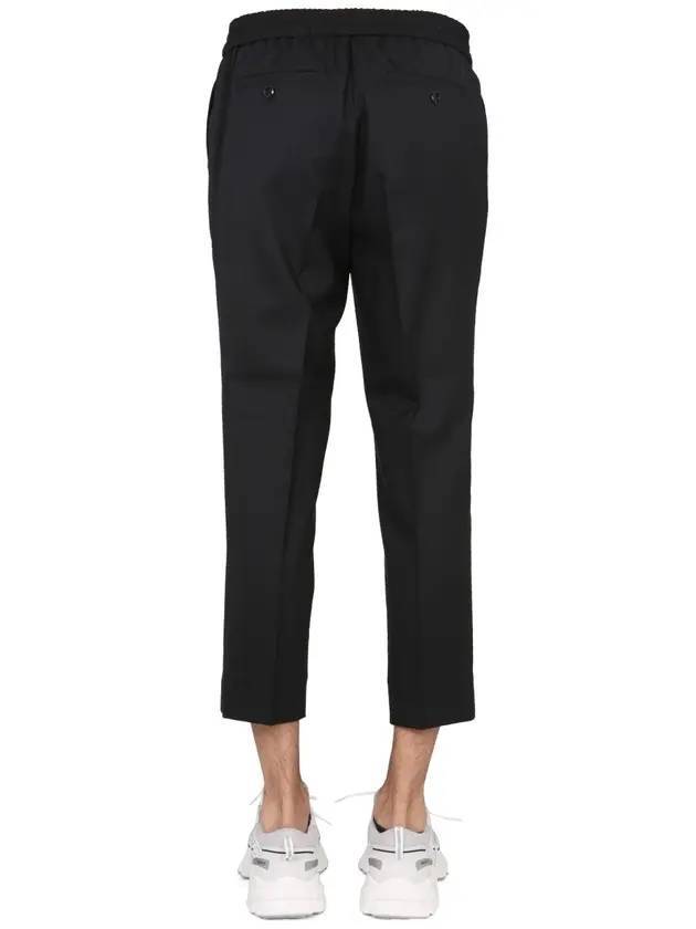 Men's Elastic Cotton Crop Straight Pants Black - AMI - BALAAN 9