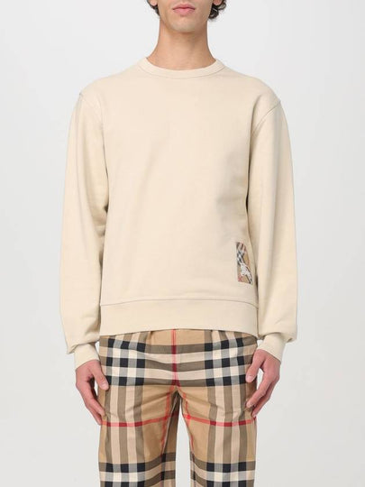 Check Label Cotton Sweatshirt Nutmeg - BURBERRY - BALAAN 2