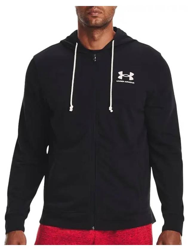 UA Rival Terry Full Zip Hooded Jacket Black - UNDER ARMOUR - BALAAN 3