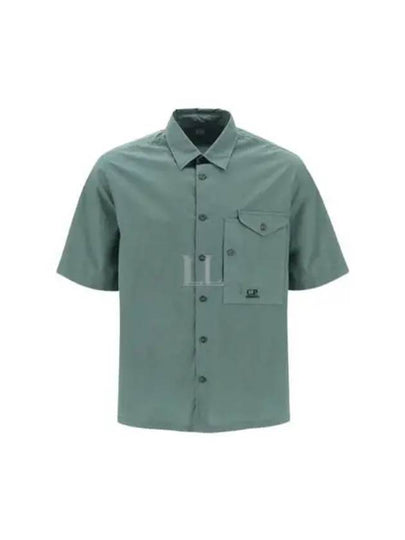 Cotton Popeline Short Sleeve Shirt Green - CP COMPANY - BALAAN 2