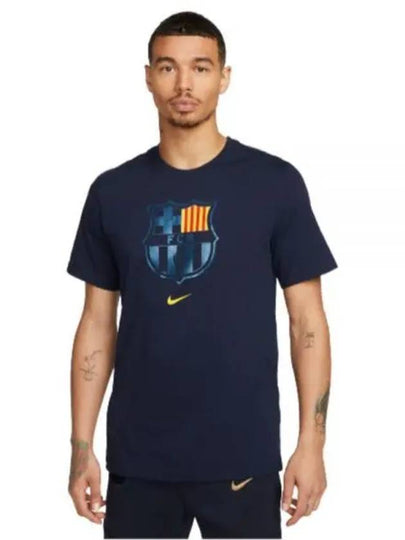 FCB Crest Print Short Sleeves T Shirt Navy - NIKE - BALAAN 2