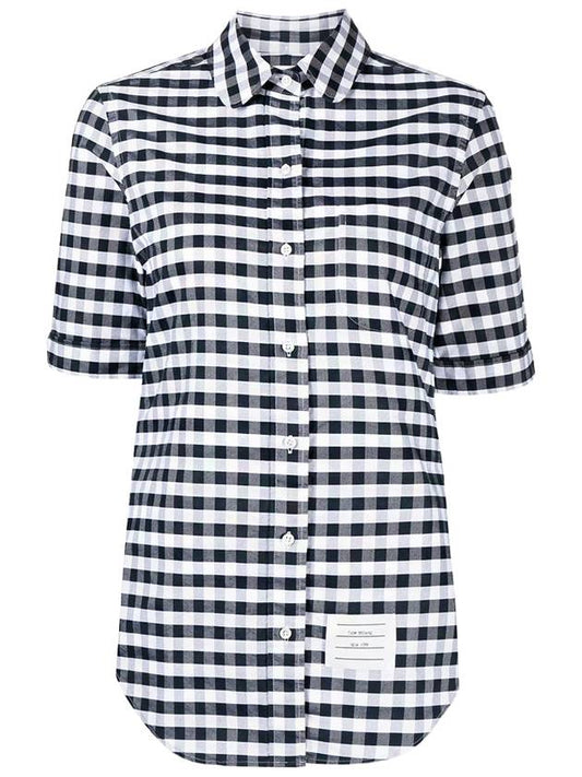 Classic Check Oxford Short Sleeve Shirt - THOM BROWNE - BALAAN.