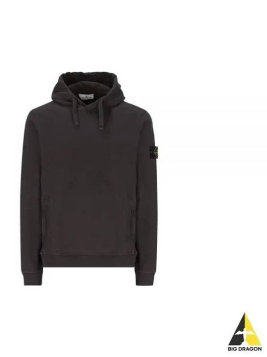 Wappen Patch Brushed Cotton Fleece Hoodie Lead Grey - STONE ISLAND - BALAAN 2