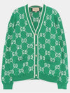 Knit Cardigan 703943XKCDF 3861 GREEN IVORY - GUCCI - BALAAN 2