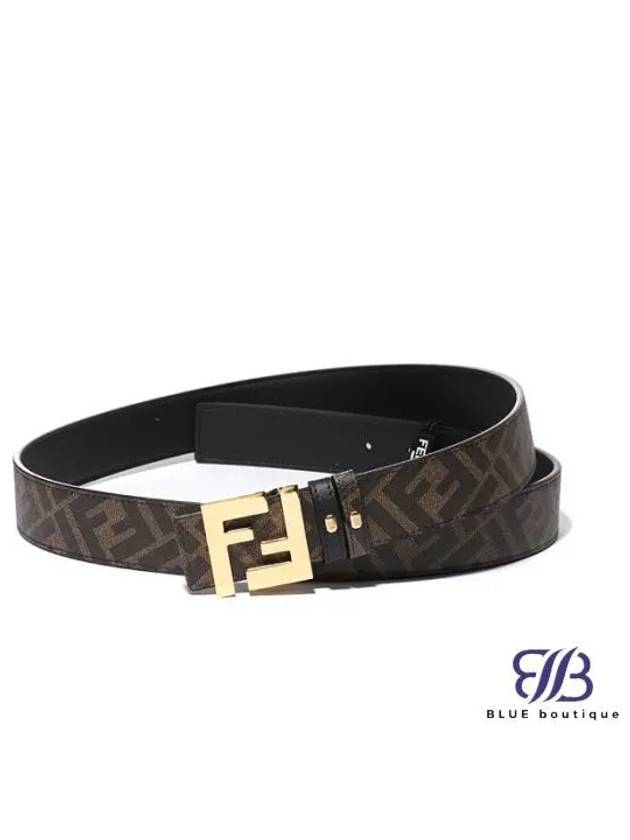 FF Buckle Pattern Reversible Leather Belt Black - FENDI - BALAAN 2