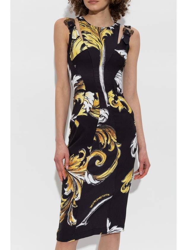 Versace Jeans Couture Dress With Outline Barocco Print, Women's, Black - VERSACE - BALAAN 3