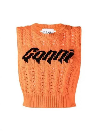 Women's Knit Crop Vest Orange - GANNI - BALAAN 2