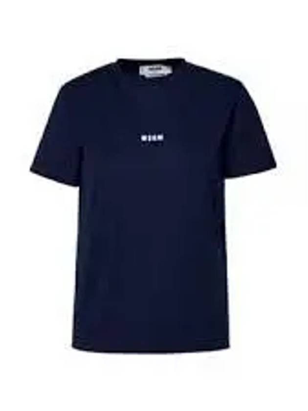 Micro Logo Cotton Short Sleeve T-Shirt Navy - MSGM - BALAAN 2